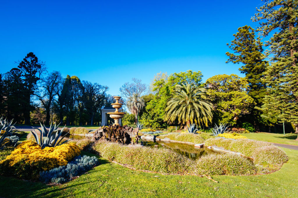 East Melbourne's iconic Fitzroy Gardens near Melbourne CBD on a warm spring morning in Victoria, Australia